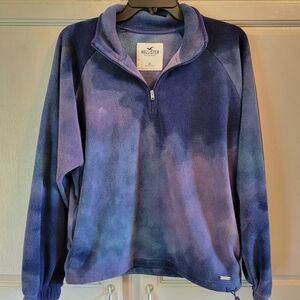 Hollister Blue Purple Fleece 3/4 Zip Pullover Sweater
